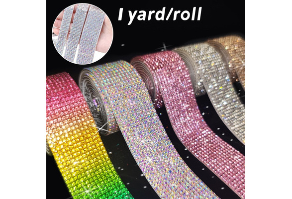 1 Yard/Roll Self Adhesive Crystal Diamond Rhinestone Ribbon Drill Strips  DIY Glitter Car Phone Decoration Gift Decoration Decal Crystal Home Decor