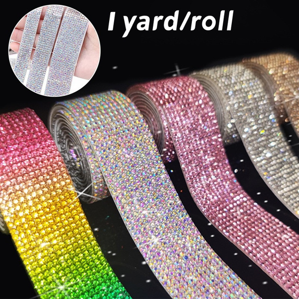 1 Yard/Roll Self Adhesive Crystal Diamond Rhinestone Ribbon Drill Strips  DIY Glitter Car Phone Decoration Gift Decoration Decal Crystal Home Decor