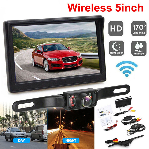 Wireless Car 5 Monitor Backup Camera Rear View HD Parking System Night  Vision