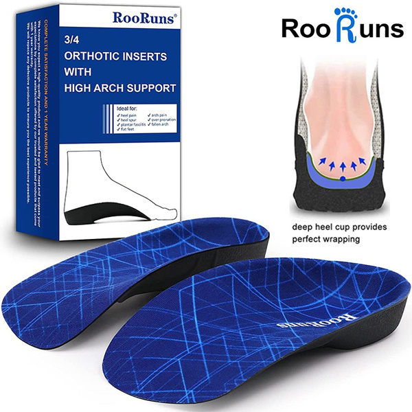 RooRuns 3/4 Stronger High Arch Support Shoe Inserts, Plantar Fasciitis ...