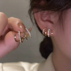 DIAMOND, gold, Stud Earring, wedding earrings