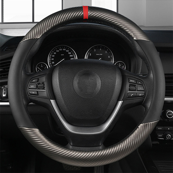 38cm 15'' Car Steering Wheel Cover Carbon Fiber Perforated Leather  Breathable Non Slip Auto Interior Accessories for Chevrolet Opel VW Nissan  Honda Toyota