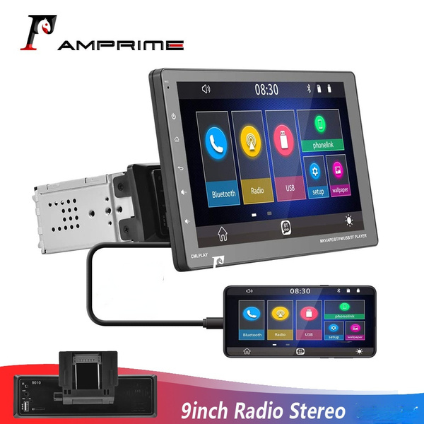 AMPrime Car Stereo with Bluetooth Single Din 9'' Touch Screen DPlay