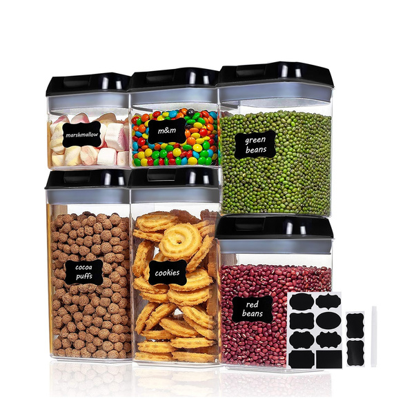 Airtight Food Storage Containers, 6 Pieces Plastic Cereal Containers ...