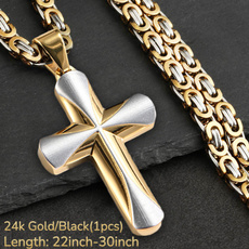 Steel, mens necklaces, Christian, Cross necklace