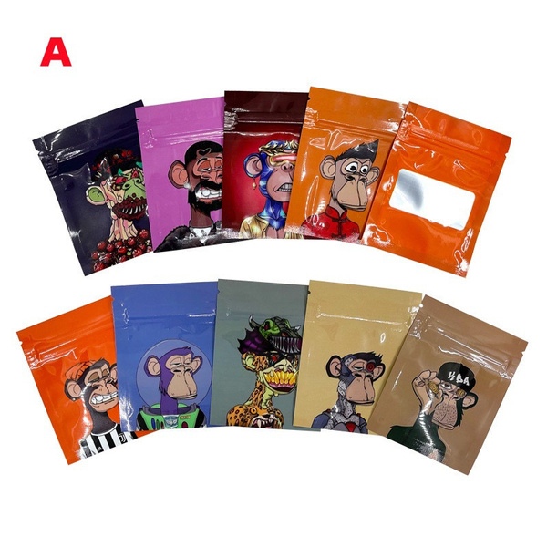 Empty NFT Monkey Mylar Zip Lock Bags Aluminum Foil Pouchs Customized Printed 1 Grams Food