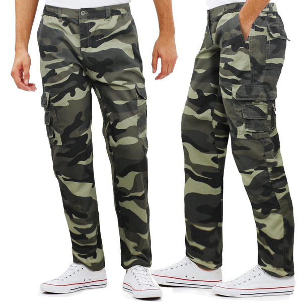 Pantalone Uomo Mimetico Tasconi Laterali Cargo Militare GIROGAMA 3802IT ...