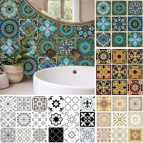 10pcs Self Adhesive Tile Sticker European Pattern Bathroom Renovation ...