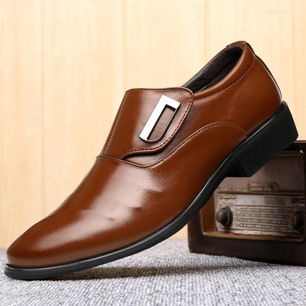 Fashion Men's Slip On Loafers Shoes Casual Leather Shoes Office Wedding ...