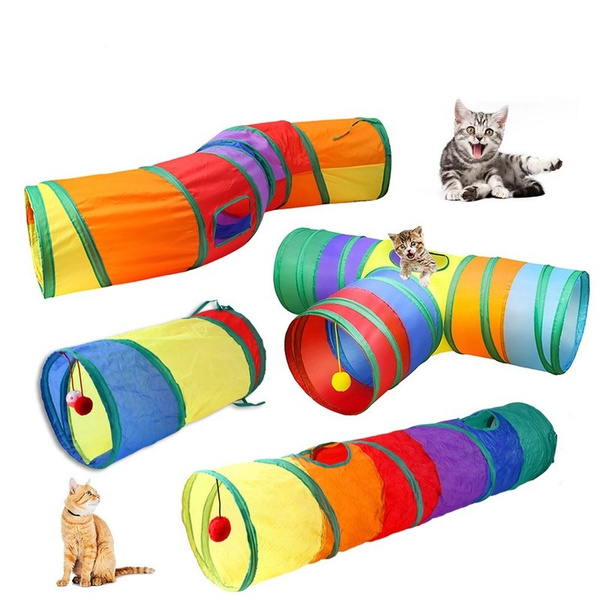 Collapsible Cat Tunnel Suede Fabric Puppy Rabbit Play Chase Hide Tunnel  Tube Indoor for Game Exercising Hiding Training Pet Toys