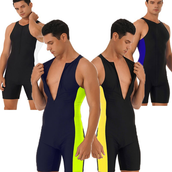 Men's Sleeveless Biketard Unitard Bodysuit Spandex Sports Leotard ...