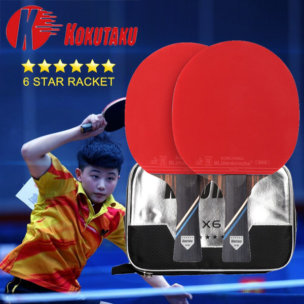 KOKUTAKU 4/5/6 Star ITTF Ping Pong Bat Profesional Racket Set With Double Rubber Table Tennis