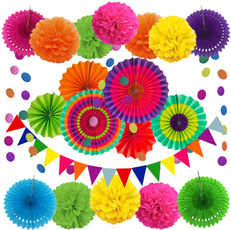 fiestapartydecoration, Flowers, Triangles, rainbowpartydecoration