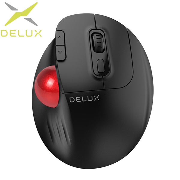 DELUX MT1 Ergo Wireless Trackball Mouse with Dual BT, Easy Thumb