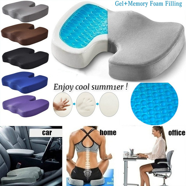7 Colors Upgraded Gel Memory Foam Cushion Home Office Car Seat Pillow for  Orthopedic Pain Relief Comfort Chair Memory Cushion Lumbar Spine Protection