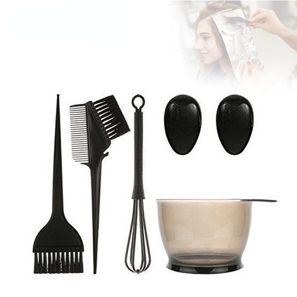 5pcsset Hair Dye Color Brush Bowl Set With Ear Caps Dye Mixer Hair Tint Dying Coloring 