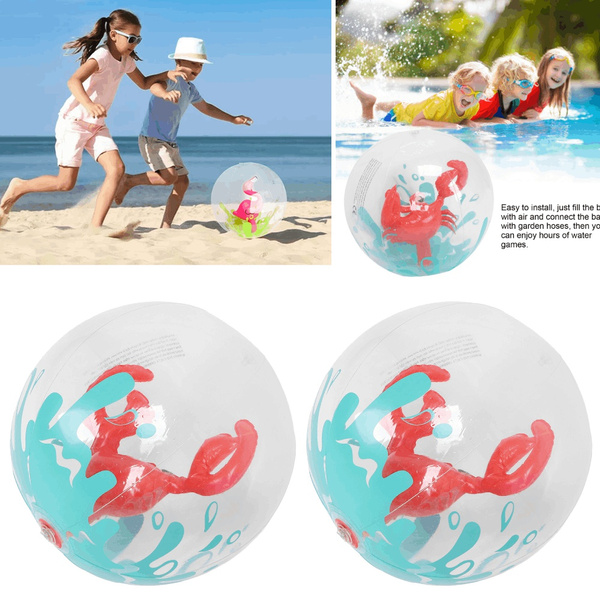 I atable Beach Balls Set,2 Pieces 3D Sports Beach Balls With 1pcs Pump