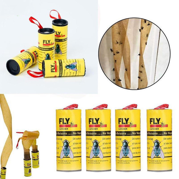 8/12/24PCS Sticky Fly Strips, Fly Paper Roll Hanging, Fly Tape Trap ...