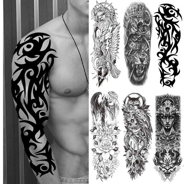 1 PC Full Arm Temporary Tattoos Sleeve for Men Women Realistic Fake ...