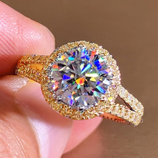 yellow gold, DIAMOND, wedding ring, 925 silver rings