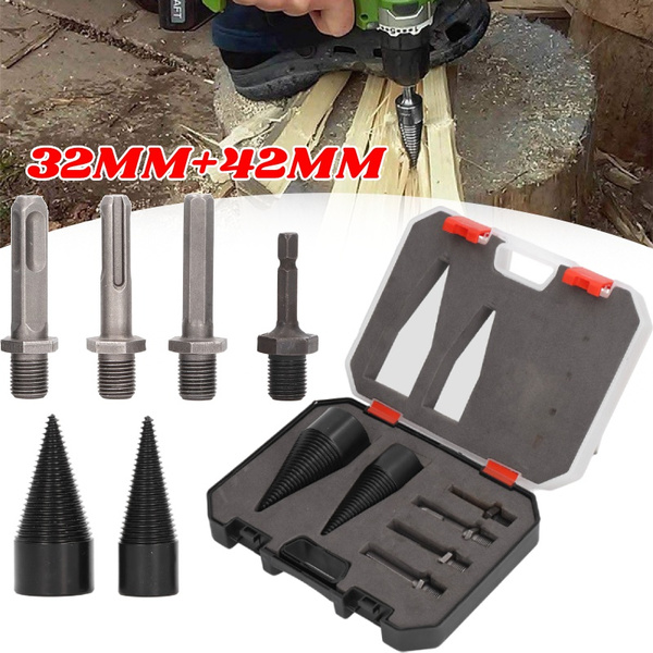 6PCS Wood Log Splitter Firewood Drill Bit, Kindling Splitter Removable