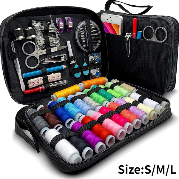 Sewing Kit Premium Sewing Accessories, Practical Mini Travel sewing kit  with Black Zipper Bag Home Travel Campers Emergency (Size:S/M/L)