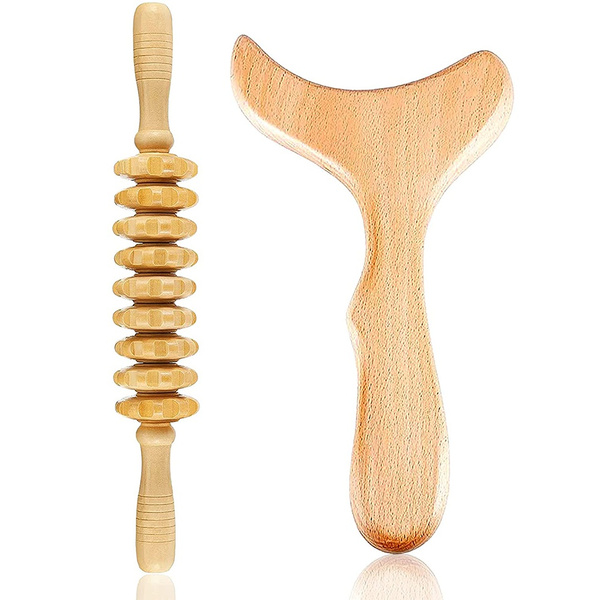 2 In 1 Wood Therapy Massage Tools Wooden Gua Sha Kits Maderoterapia Kit Body Sculpting Tool Wood 8934