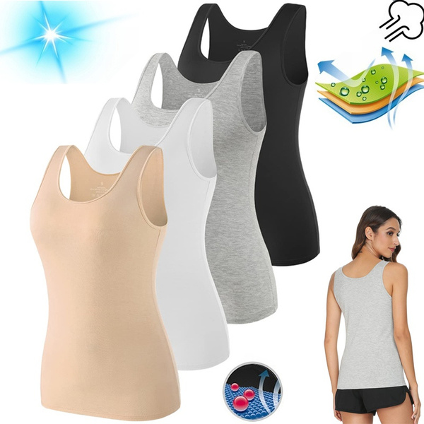 Womens Sleeveless Tank Tops Undershirt Elastic Slim-fit Undershirts For 