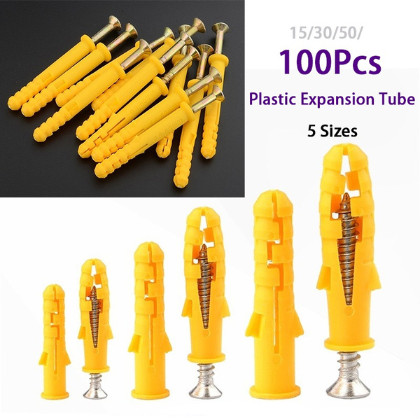 100/50/30/15pcs Anchor Plastic Expansion Tube Pipe Wall Anchors Plugs