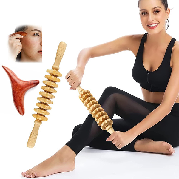 2 In 1 Wood Therapy Massage Tool Home Maderoterapia Kit For Body Shaping Self Massaging Trigger 3841