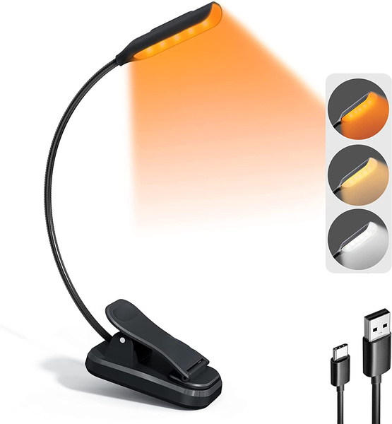 Lightweight Rechargeable 5 LED Amber Book Light for Reading in Bed