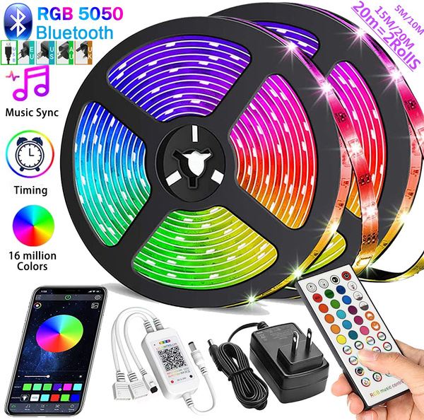 20M 15M 10M 5M LED Strip Lights Bluetooth LED Lights for Bedroom