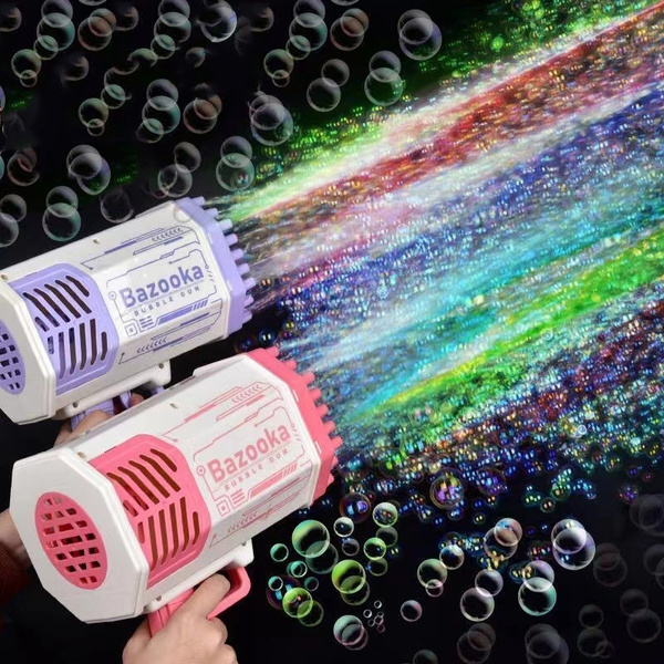 Bubble Gun Rocket 32/69 Holes Soap Bubbles Machine Gun Shape Automatic Blower With Light Toys