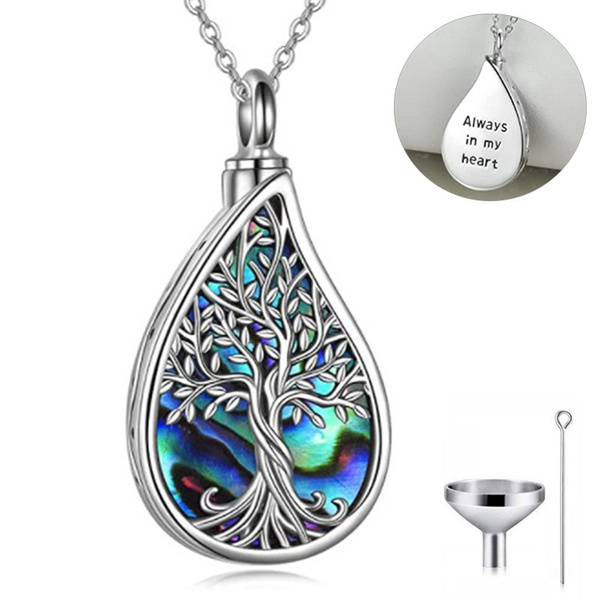 Exquisite Cremation Jewelry Tree Of Life Urn Necklace For Ashes With Crystal Funnel Memory
