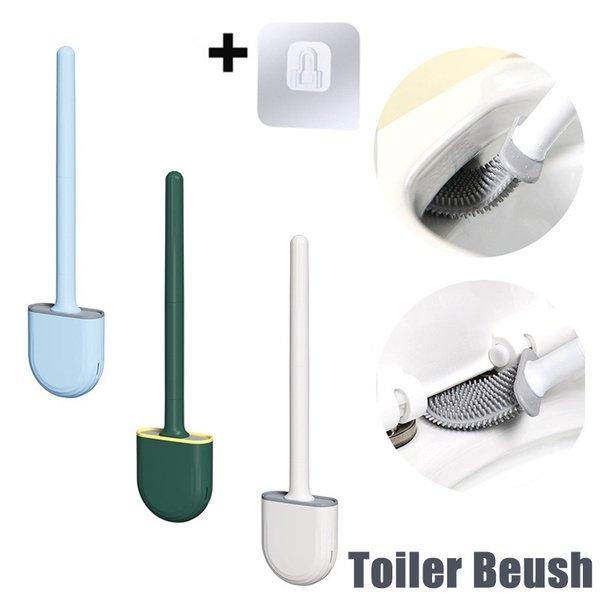 Silicone Toilet Brush WallMounted Soft Bristles Brushes Set Wash