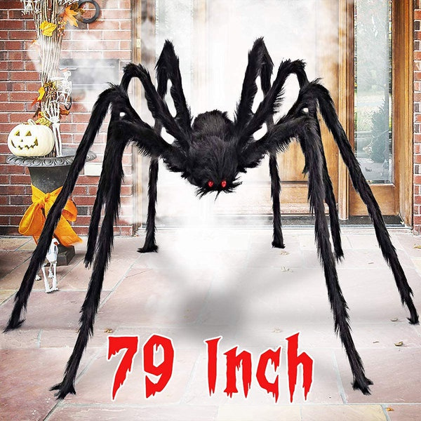 wish.com | NEW 200cm/79 inch Halloween Large Spider Plush Fake Hairy Spider Props Halloween Party Scary Decoration Indoor Outdoor Yard Toys 200cm