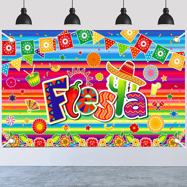 Fiesta Party Decorations Mexican Banner Backdrop for Cinco De Mayo