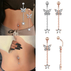 butterfly, Steel, navel rings, Jewelry