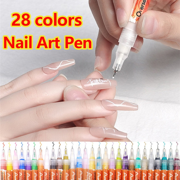 Nail Art Graffiti Pen Painting Pen Quick Dry Pen DIY Nail Beauty Tool for  Acrylic/Natural/Gel Nails