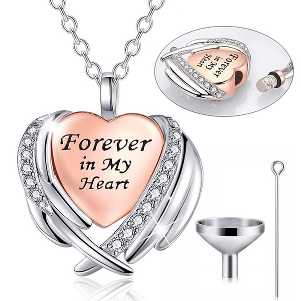 Heart Wing Urn Necklace Pendant Cremation Jewelry For Ashes Of Loved