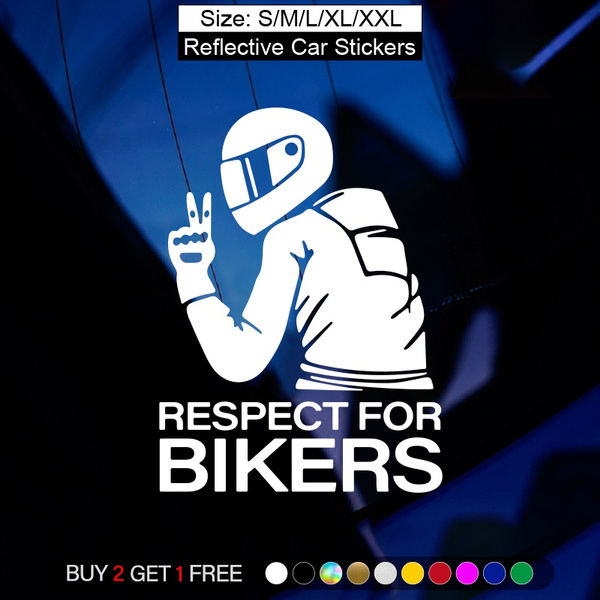 1PC Personalized Reflective Car Accessories RESPECT FOR BIKERS Car