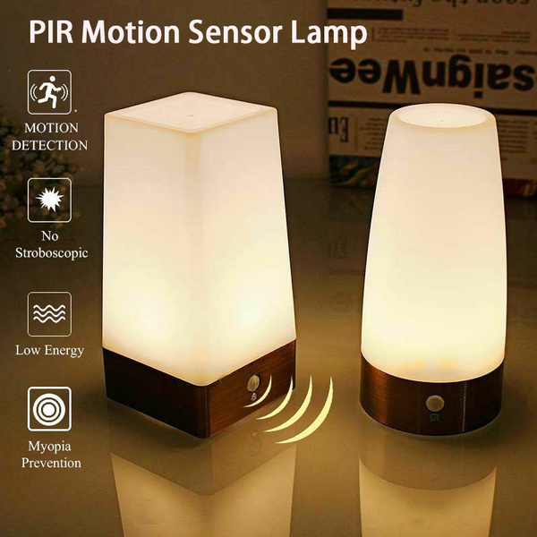 Wireless PIR Motion Sensor LED Night Light Battery Operated Table ...