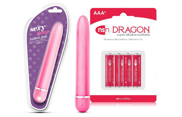 Sexy Things Slimline Vibe Pink And Dragon Alkaline Aaa Batteries