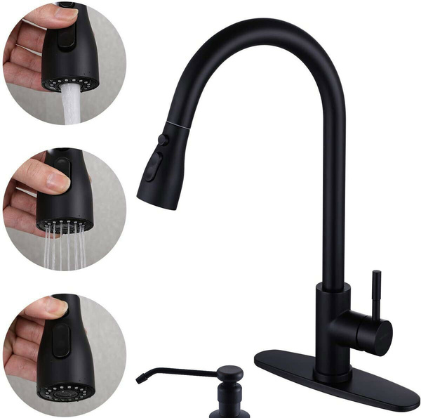Black Kitchen Faucet With Soap Dispenser