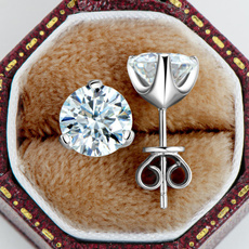 DIAMOND, simpleearring, Sterling Silver Earrings, Stud Earring