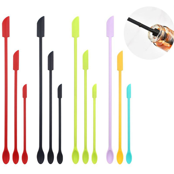 3pcs Mini Silicone Spatula Jar Bottle Scraper Food Grade Heat Resistant BPA  Free Silica Long Handle