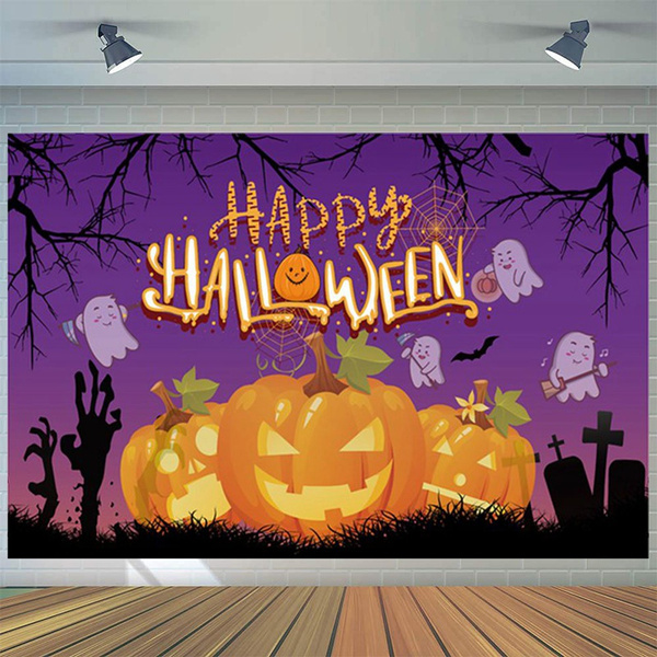 Halloween Photo Backdrop Pumpkin Moon Photography Backdrops Halloween ...