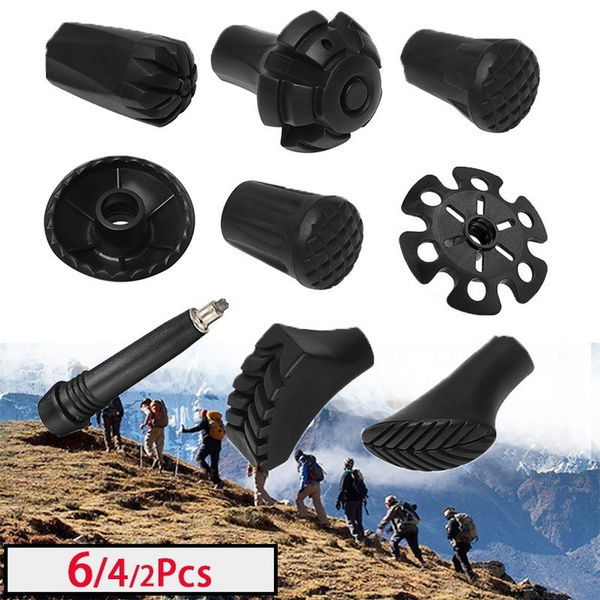 6/4/2pcs Black Trekking Poles Protectors Nordic Style Pole Replacement
