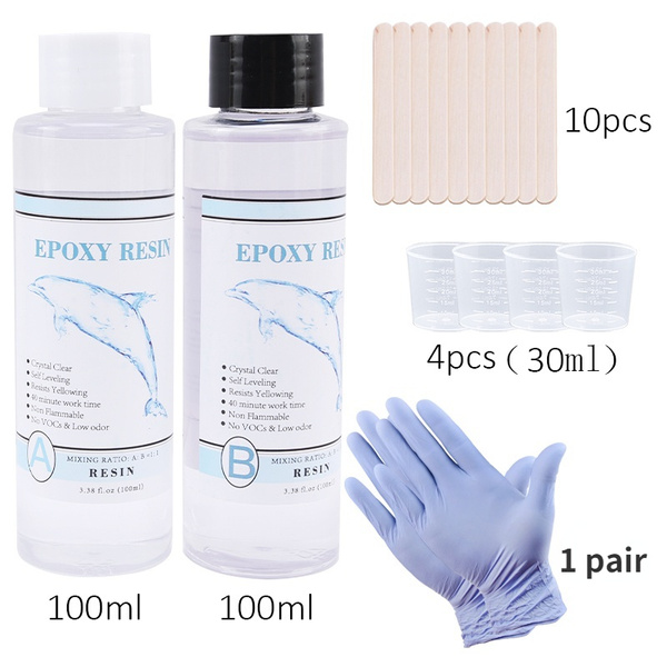 Clear Epoxy Resin 2 Piece Casting Resin Kit with Measuring Cups, Stick