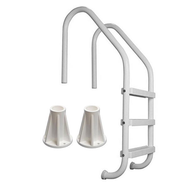 Saftron 3 Step Inground Pool Ladder and 6 In Ladder Surface Mounting